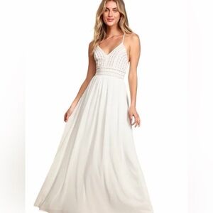 Lulu's Beaded and Chiffon Maxi Dress